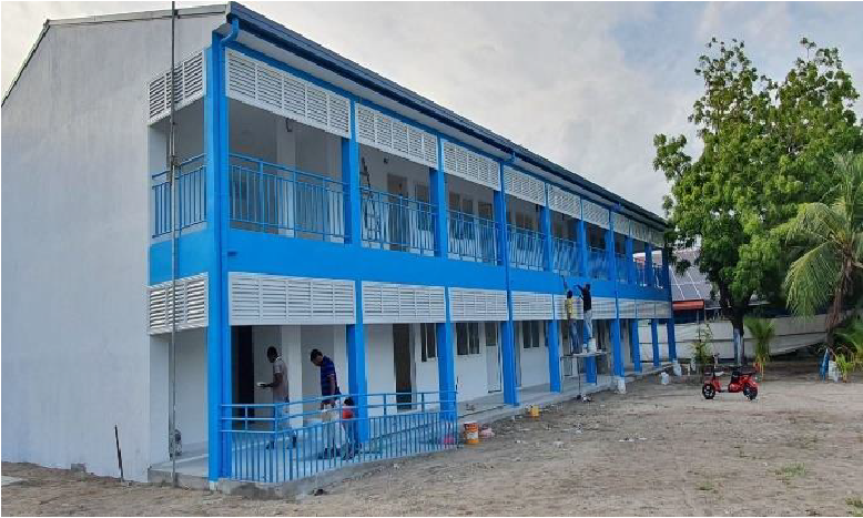 Construction of 2 storey Multi-Purpose Hall and 3 story 12 classrooms at AA. Thoddoo School